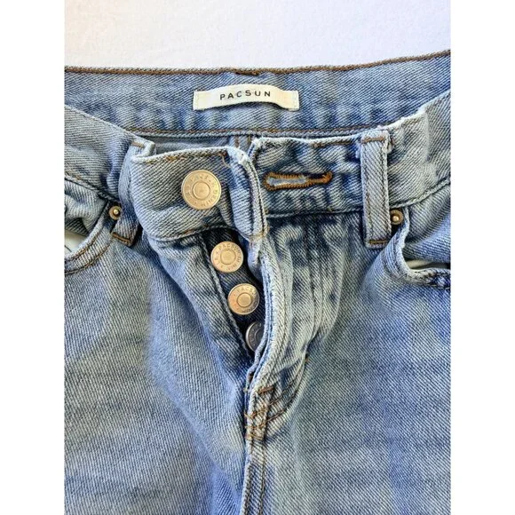 PacSun Womens Light Wash Low-Rise Straight Jeans With Button Fly Size 23 - Picture 6 of 16